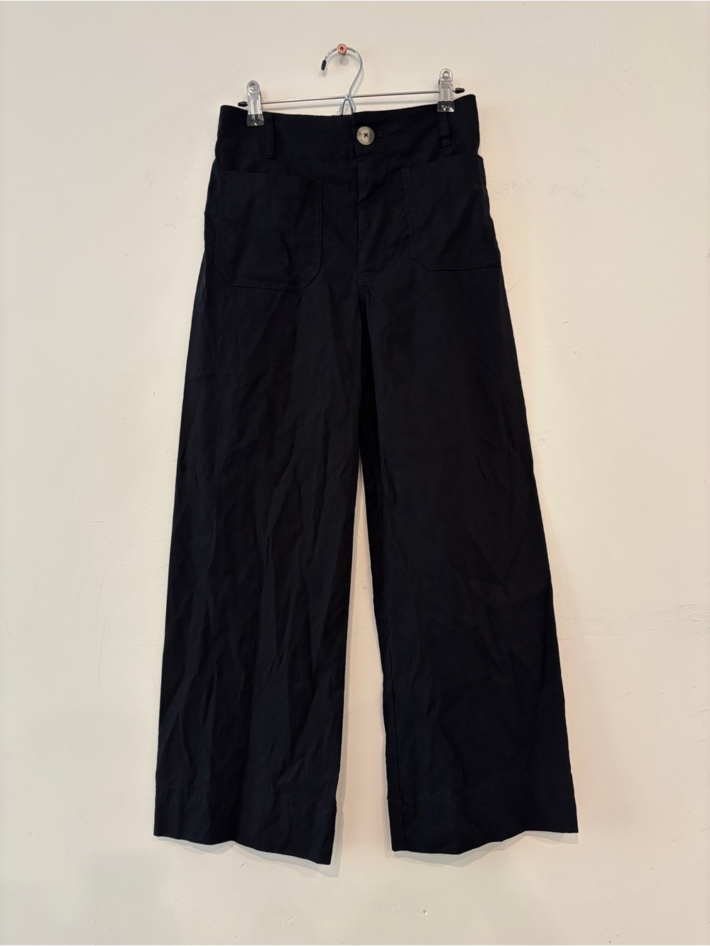 Maeve Anthropologie Pants Women 26  The Colette Linen Blend Wide Leg Black Crop